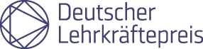 Das Logo zeigt ein stilisiertes, geometrisches Symbol neben dem Schriftzug Deutscher Lehrkr ftepreis in moderner Schrift. Beschreibung von KI generiert