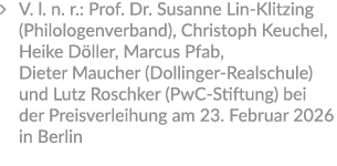 � V. l. n. r.: Prof. Dr. Susanne Lin Klitzing (Philologenverband), Christoph Keuchel, Heike D ller, Marcus Pfab, Diet...